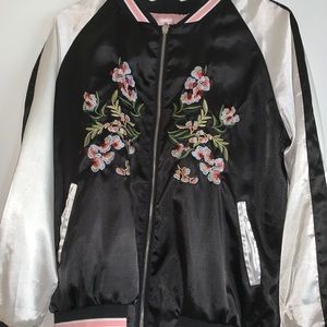 Reversible silk bomber jacket